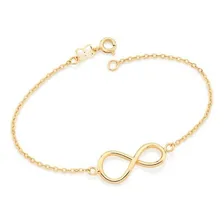 Pulseira Banhado Ouro Não Causa Alergia Infinito Liso Lindo Comprimento 19 Cm Cor Dourado Foto mini 1