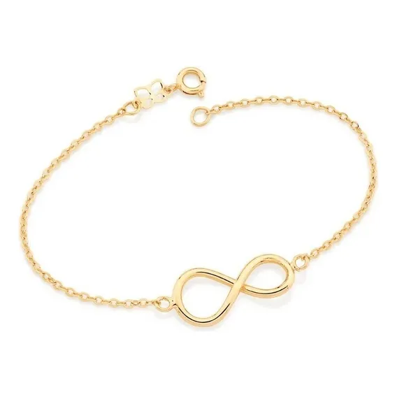 Pulseira Banhado Ouro Não Causa Alergia Infinito Liso Lindo Comprimento 19 Cm Cor Dourado Foto 1
