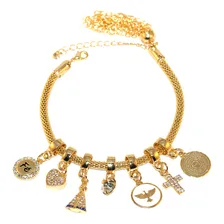 Pulseira Berloques Religiosa Oração Aparecida Folheado 18k Foto mini 1