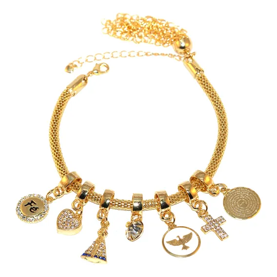 Pulseira Berloques Religiosa Oração Aparecida Folheado 18k Foto 1