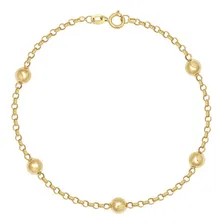 Pulseira Bolas Em Ouro 18k Com 19cm 1,8gr Foto  mini 1