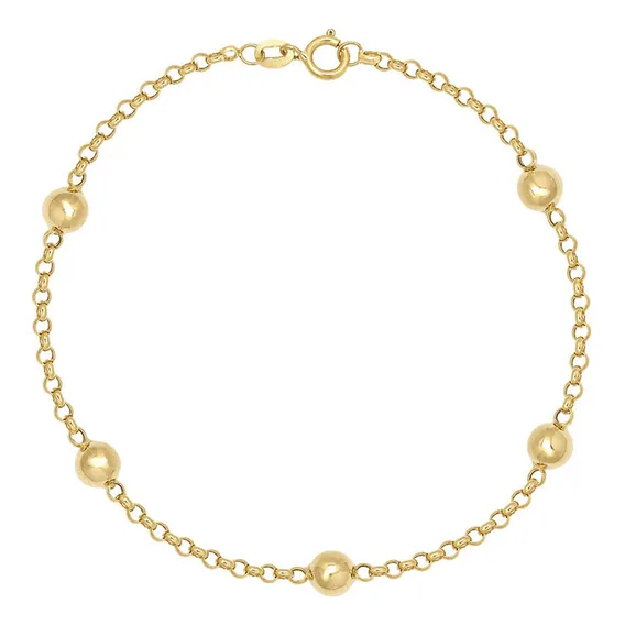 Pulseira Bolas Em Ouro 18k Com 19cm 1,8gr Foto 1
