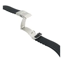Pulseira Borracha Silicone Com Fecho Deployant Cor Preto Largura 24 mm Foto mini 4