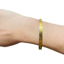 Pulseira bracelete Bracelete feminino Bracelete Feminino de aço inoxidável banhado ouro cor dourado tamanho 17 cm para adultos 17cm de largo / 17cm de diámetro Foto mini 3
