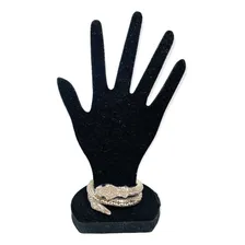 Pulseira Bracelete Cobra Com Strass Luxo Prateada Diâmetro 7 Cm Foto mini 1