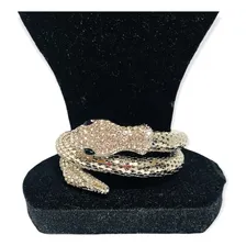 Pulseira Bracelete Cobra Com Strass Luxo Prateada Diâmetro 7 Cm Foto mini 3
