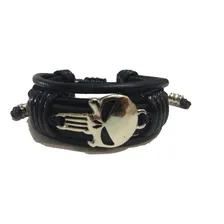 Pulseira Bracelete Couro Justiceiro The Punisher Regulável Foto mini 1