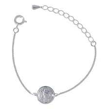 Pulseira Bracelete Medalha São Bento Folheada Prata 925 Foto mini 1