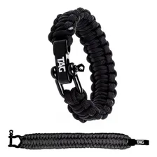 Pulseira Bracelete Paracord De SobrevivĂȘncia Ntk Cord Ak Tag Cor Preto Foto mini 3