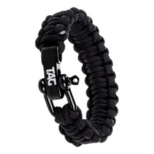 Pulseira Bracelete Paracord De SobrevivĂȘncia Ntk Cord Ak Tag Cor Preto Foto mini 1