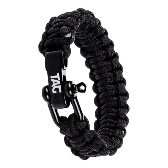 Pulseira Bracelete Paracord De SobrevivĂȘncia Ntk Cord Ak Tag Cor Preto Foto 1