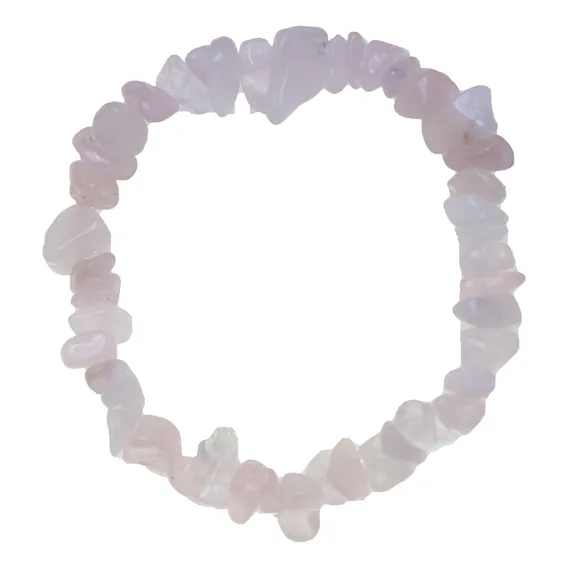 Pulseira Cascalho De Quartzo Rosa Foto 1