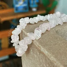 Pulseira Cascalho Pedra Cristal Natural Quartzo Rosa Amor Foto mini 4