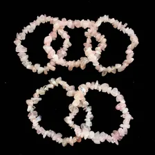 Pulseira Cascalho Pedra Cristal Natural Quartzo Rosa Amor Foto mini  2