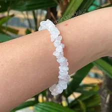 Pulseira Cascalho Pedra Cristal Natural Quartzo Rosa Amor Foto mini  3