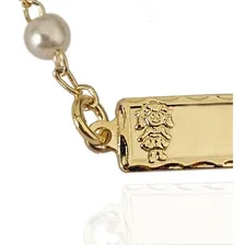 Pulseira Chapinha Folheada Brinco Infantil Nome Bebe Criança Comprimento 14 Foto mini 2