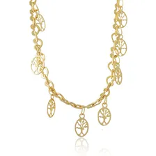 Pulseira Com Pingentes De Árvore Da Vida Folheado Ouro 18k Foto  mini 1