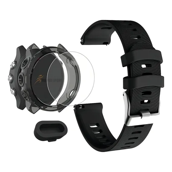 Pulseira Compativel Garmin Forerunner 245 Capa Pelicula Plug Capa Preta Cor Preto Foto 1