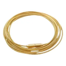 Pulseira Corda De Violão 100 Cm Fecho Imã Banhada Ouro 18k Foto mini 1