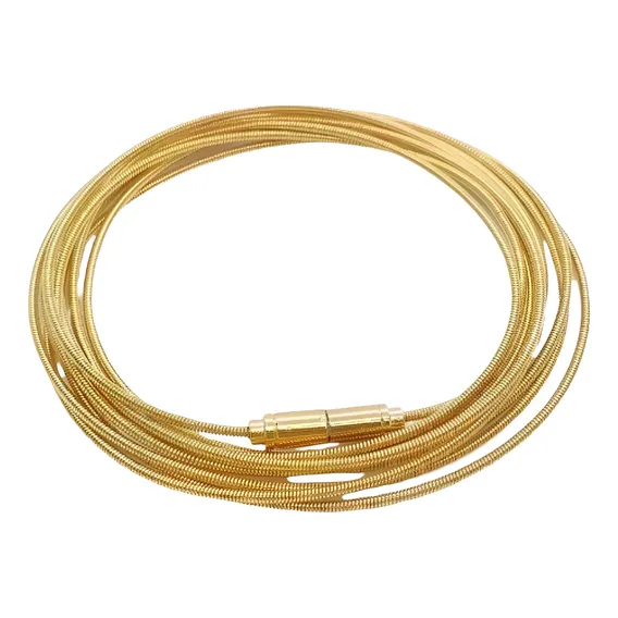 Pulseira Corda De Violão 100 Cm Fecho Imã Banhada Ouro 18k Foto 1