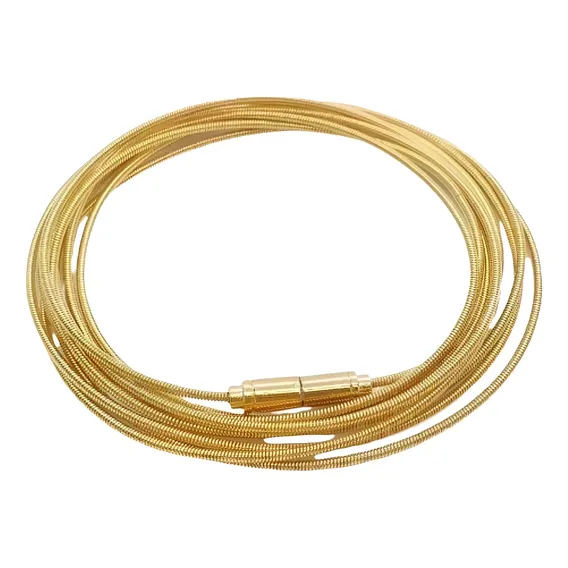 Pulseira Corda De Violão 100 Cm Fecho Imã Banhada Ouro 18k Foto 1