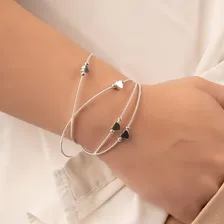 Pulseira Corda De Violão Coração Banhada A Prata Foto mini 2