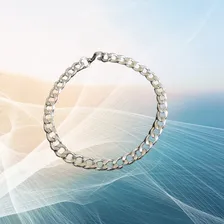 Pulseira Corrente Bracelete Masculina Fina Aço Inox Prata Foto mini 4