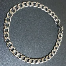 Pulseira Corrente Bracelete Masculina Fina Aço Inox Prata Foto mini 3