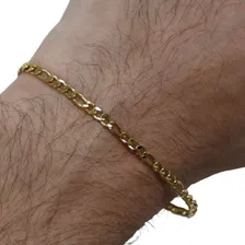 Pulseira Corrente De Pulso Masculina Dourada Elo Fígaro Aço Foto mini 2