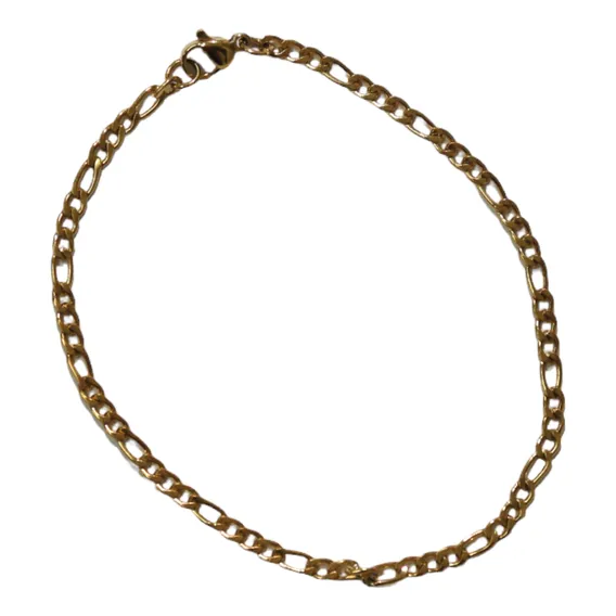 Pulseira Corrente De Pulso Masculina Dourada Elo Fígaro Aço Foto 1