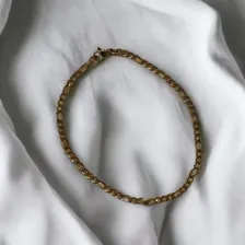 Pulseira Corrente De Pulso Masculina Dourada Elo Fígaro Aço Foto mini 3