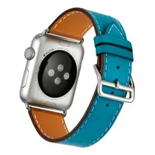 Pulseira Couro CompatÃvel Apple Watch 45mm Hermes&edition Cor Azul-turquesa Foto mini 2