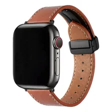 Pulseira Couro Fecho Magnetico Preto Para Apple Watch 41mm Cor Marrom Foto  mini 1