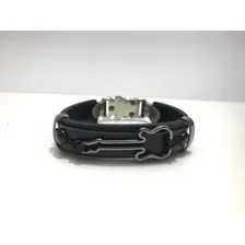 Pulseira Couro Guitarra Violão Música Verniz Masculina Comprimento 19