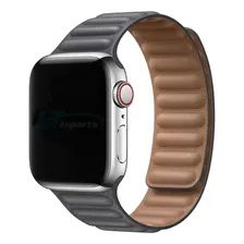 Pulseira Couro Magnetica Compativel Com Apple Watch 3 38mm Cor Cinza Foto  mini 1