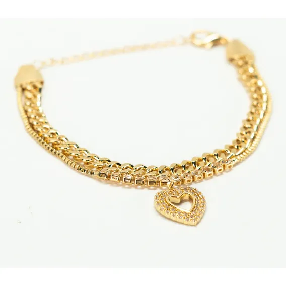Pulseira Cravejada Com Pingente Coração Foto 1