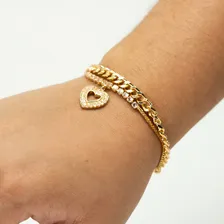 Pulseira Cravejada Com Pingente Coração Foto mini 4