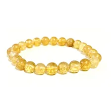 Pulseira Cristal Rutilado Pedra Legítima 8mm Tendencia Top Cor Amarelo Tamanho 19cm Foto mini 3