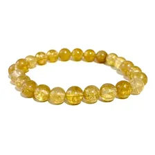 Pulseira Cristal Rutilado Pedra Legítima 8mm Tendencia Top Cor Amarelo Tamanho 19cm Foto mini 2
