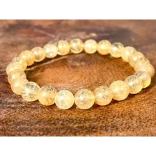 Pulseira Cristal Rutilado Pedra Legítima 8mm Tendencia Top Cor Amarelo Tamanho 19cm Foto mini 1