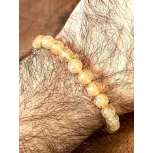 Pulseira Cristal Rutilado Pedra Legítima 8mm Tendencia Top Cor Amarelo Tamanho 19cm Foto mini 4