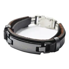 Pulseira De Couro Livrai-me Do Mal Amém Verniz Marrom Foto mini 1