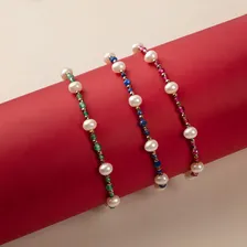 Pulseira De Hematita Com Ágata E Pérolas Foto mini  2