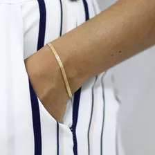 Pulseira De Ouro 18k Feminina Esteira Bismarck 17cm Joia Foto mini 4