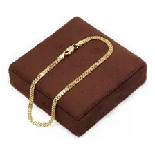 Pulseira De Ouro 18k Feminina Esteira Bismarck 17cm Joia Foto mini 1