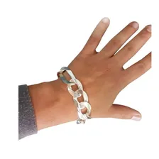 Pulseira De Prata 3x1 Grossa Masculina 925 18mm Largura Foto  mini 1