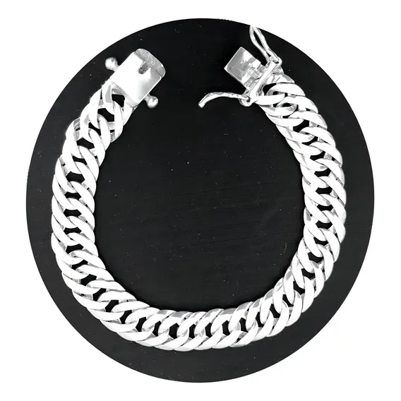 Pulseira De Prata 925 Elos Duplos 12 Mm Grossa 24 Cm Foto 1