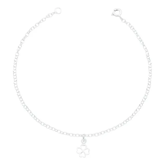 Pulseira De Prata 925 Legítima Trevo Sorte Foto 1