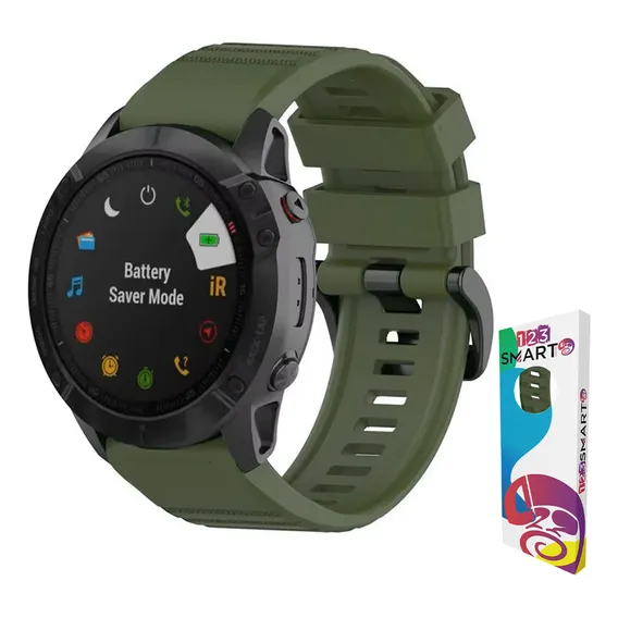 Pulseira De Silicone Marca 123smart 26mm Para Garmin Fenix 7x Fenix 6x 5x Fenix 3 Tactix Delta Tactix Bravo Gps D2 Bravo D2 Charlie Quaitx 3 Descent Mk1 Mk2 Mk2i Enduro Coros Vertix 2 -verde Militar Foto 1