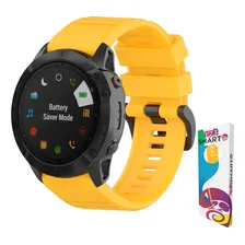 Pulseira De Silicone Marca 123smart 26mm Para Garmin Fenix 7x Tactix Delta Tactix Bravo Gps Fenix 6x Fenix 5x Fenix 3 D2 Bravo D2 Charlie Quaitx 3 Descent Mk1 Mk2 Mk2i Enduro Coros Vertix 2 Amarelo Foto  mini 1